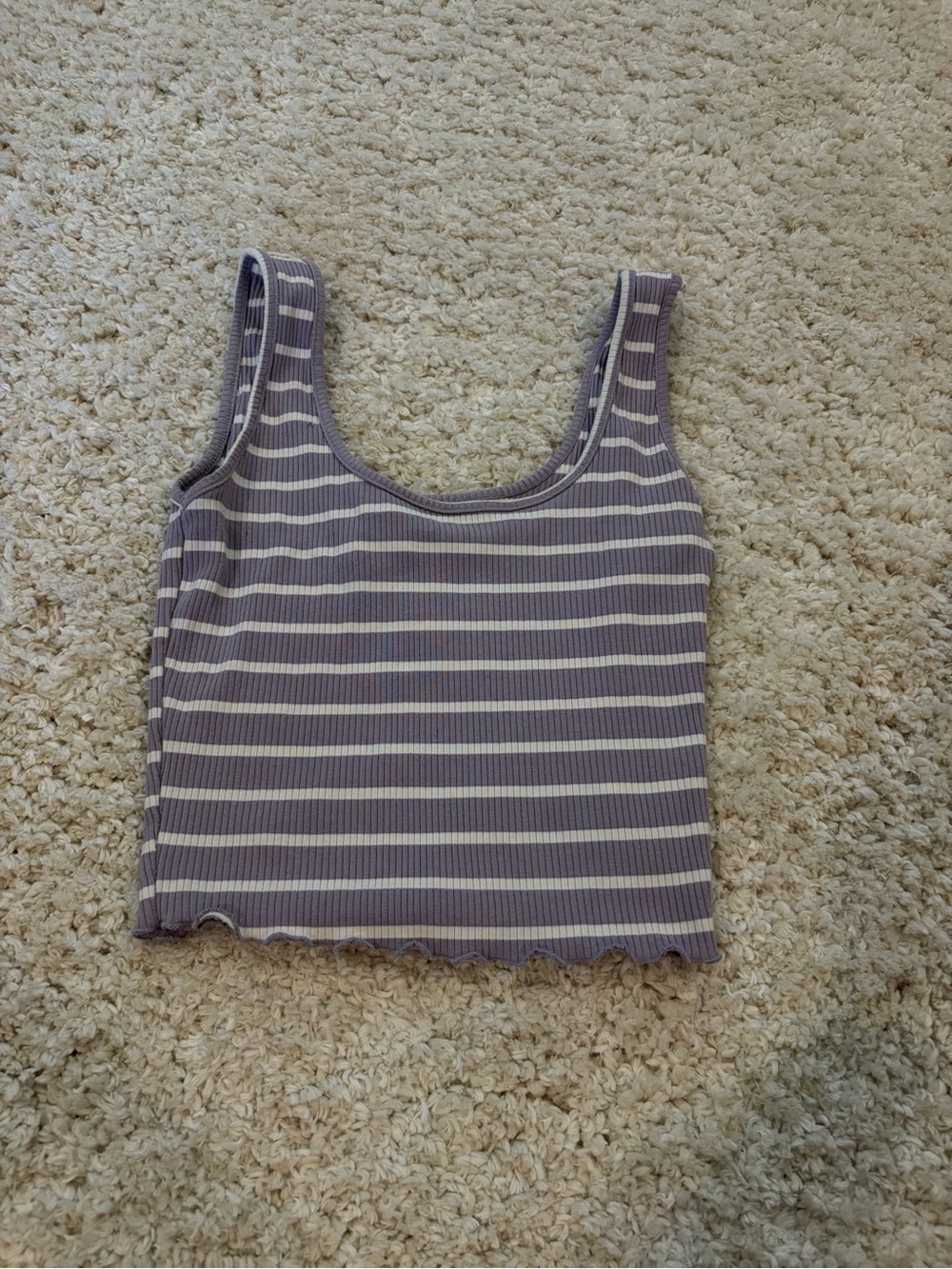 Papaya Lavender and Ivory Ribbed Striped Crop Tank